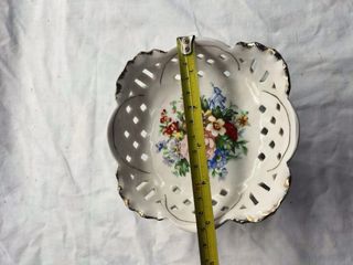 Taça faiança floral com pé