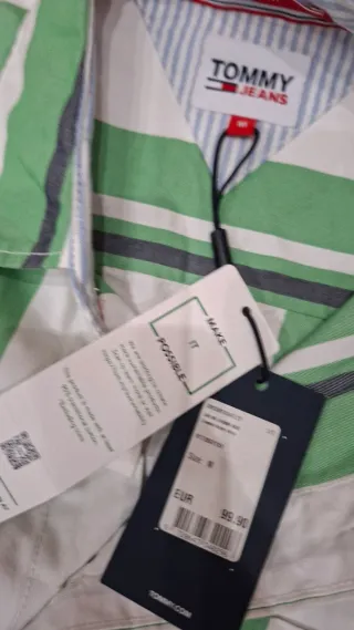 Camisa Tommy Jeans Rayas Verdes Talla M