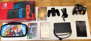 Nintendo Switch con accesorios sin cargador