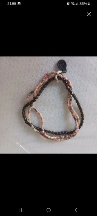 Pulsera de cuentas marrón y multicolor