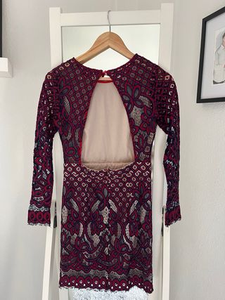 Vestido fiesta granate y azul