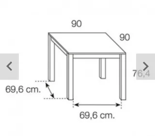 Mesa cuadrada extensible color roble