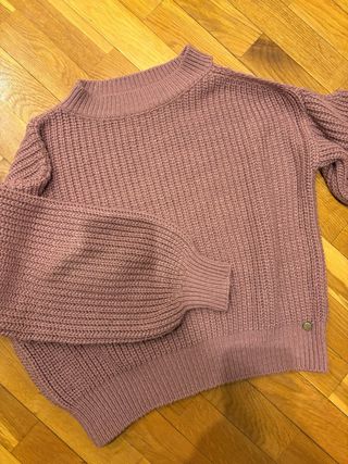 Jersey punto rosa manga larga