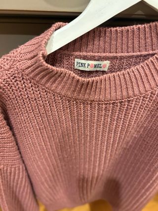 Jersey punto rosa manga larga