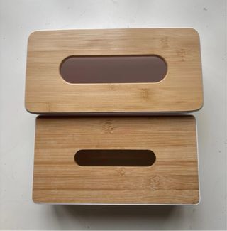 Cajas para pañuelos de bambú y plástico