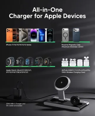 Estación Carga Magnética Plegable 3 en 1