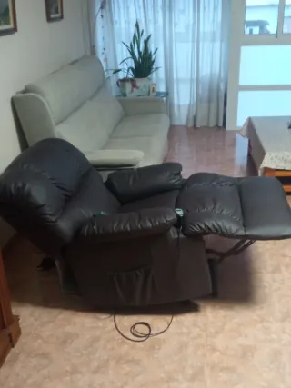 Poltrona in pelle elettrica reclinabile con massaggio