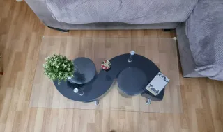 Mesa de centro cristal y metal