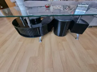 Mesa de centro cristal y metal