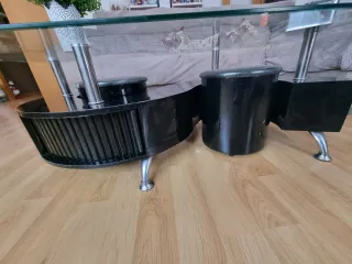 Mesa de centro cristal y metal