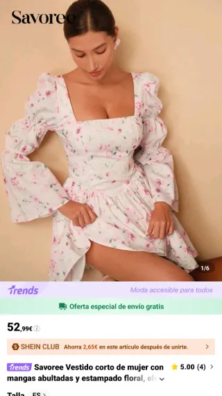 Vestido blanco con flores rosas