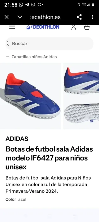Botas fútbol sala Adidas IF6427 T32