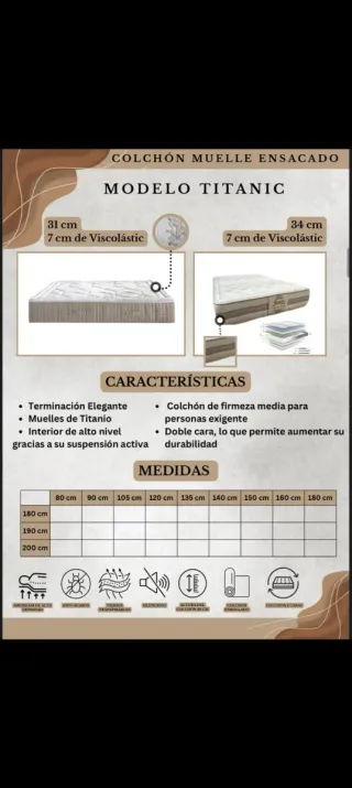 Colchón Yanis Muelle Ensacado 33cm