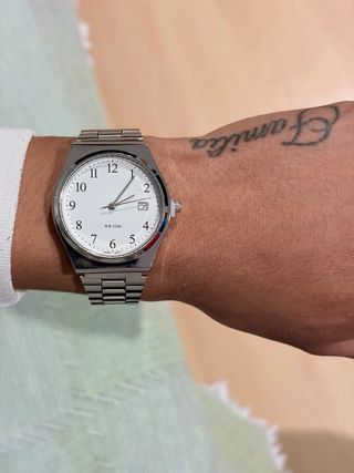 Reloj plateado y blanco Hombre DENVO