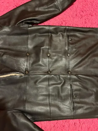 Chaquetón de piel hombre negro
