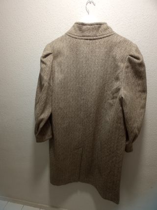 Abrigo lana tres cuartos beige señora