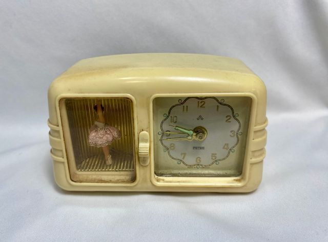Reloj despertador con figura de bailarina vintage