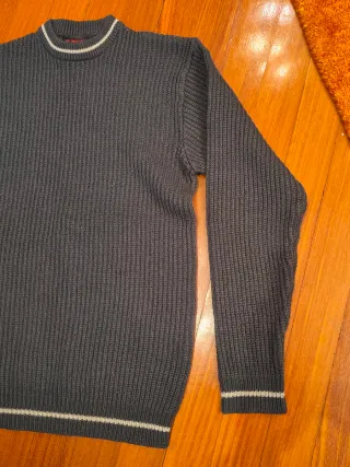 Jersey L Hombre punto Manga Larga Invierno Gris