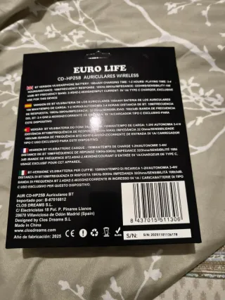 Auriculares Bluetooth EURO LIFE BT 5.0 gris