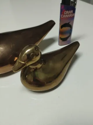 Pareja Patos Bronce Antiguos Decoración