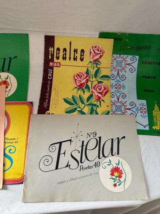 6 revistas punto de cruz antiguas