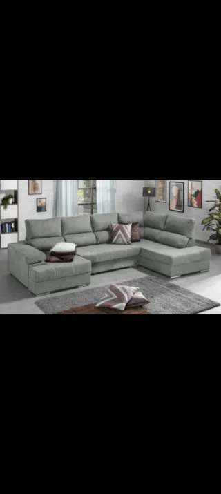 Sofá rinconera beige tela