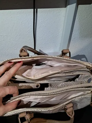 Bolso bandolera de mano mujer piel serpiente beige