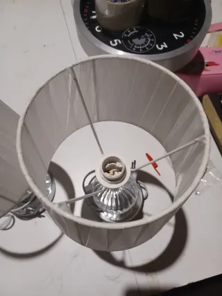 Lámpara de mesa cristal y tela