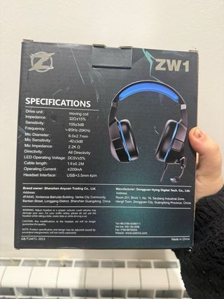 Cascos Gaming Ozeino ZW1 Azul - Sin Uso