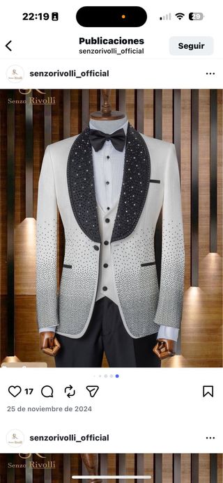 Traje de boda Senzorivolli blanco y negro