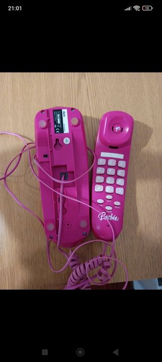 Teléfono Barbie rosa con clavijas