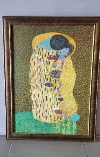 Cuadro lienzo El Beso klimt pintado a mano pintura