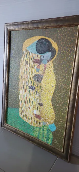 Cuadro lienzo El Beso klimt pintado a mano pintura