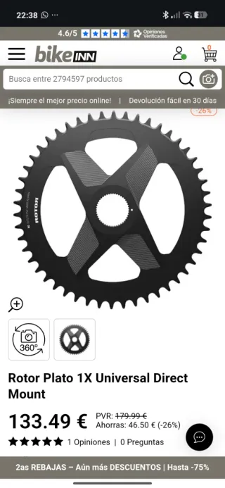 Plato Rotor 54T . Redondo