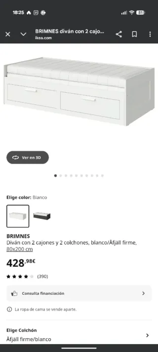 Cama con 2 colchones