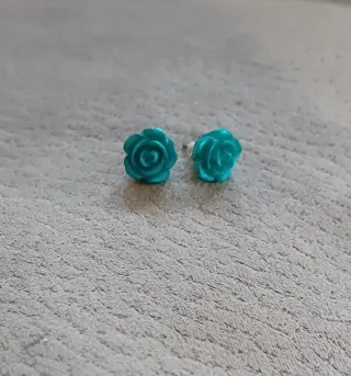 Pendientes Flor Rosa Teal