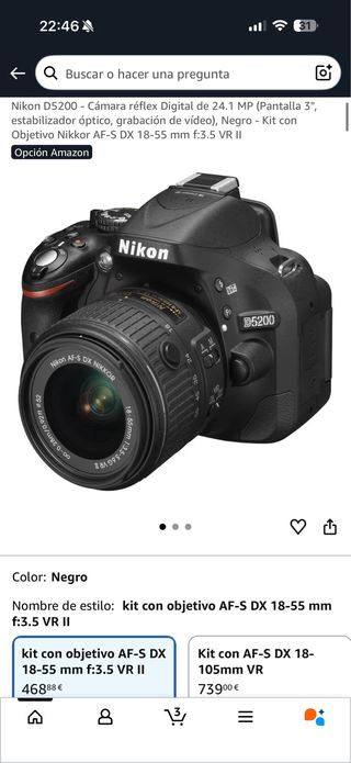 Cámara Nikon D5200 + Objetivo 18-55mm