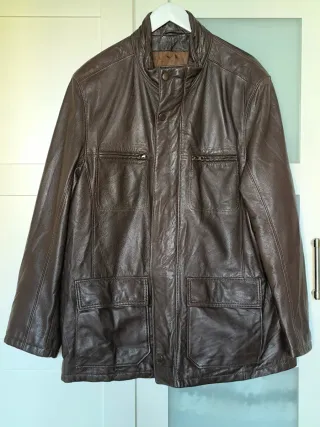 Chaqueta Piel Massimo Dutti Marrón Y2K