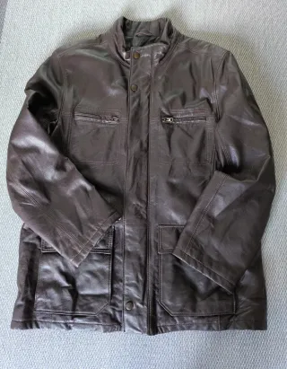 Chaqueta Piel Massimo Dutti Marrón Y2K