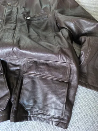 Chaqueta Piel Massimo Dutti Marrón Y2K