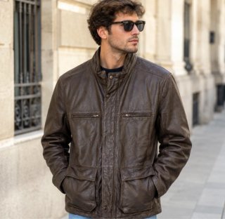 Chaqueta Piel Emidio Tucci.Marrón Y2K