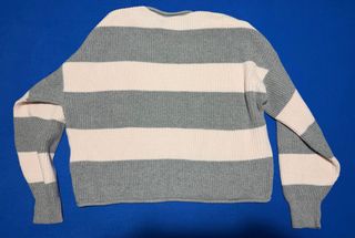 Suéter Hollister Rayas Gris y Rosa Talla S