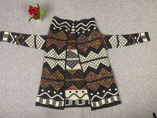 Cardigan Vintage Fantasia Etnica Grigio Multicolor