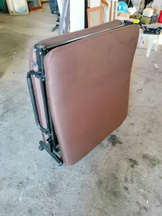 Cama Plegable Marrón Tela y Metal