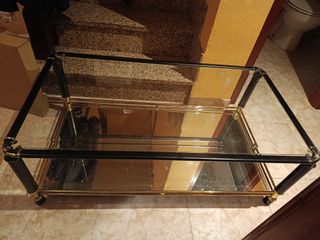 Mesa centro cristal y metal 110x61x40cm