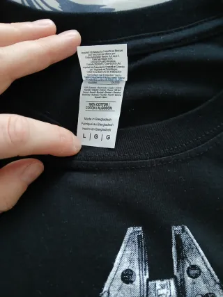 Camiseta negra Halcón Milenario Star Wars. Talla L