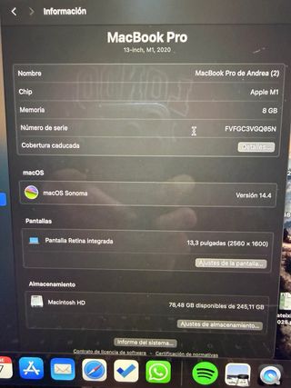 MacBook Pro 13” 2020 Plata