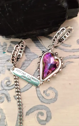 Pendientes Desiguales Plata 925 y Corazón Violeta.
