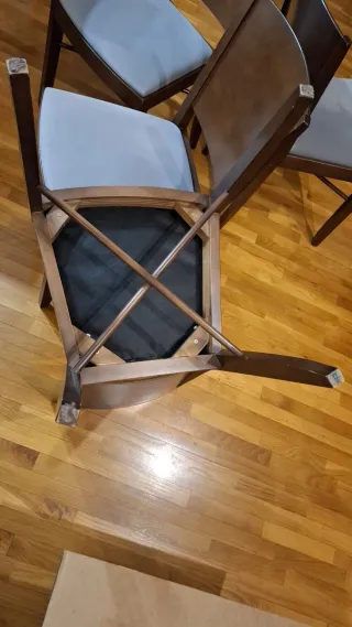 6 Sillas de Comedor Madera Maciza Tapizadas