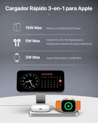 Cargador Inalámbrico 3 en 1 Mag-Safe